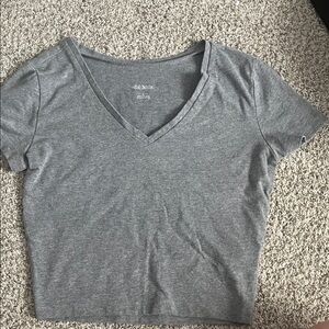 Bella Canvas Heather Gray V-Neck Crop Top